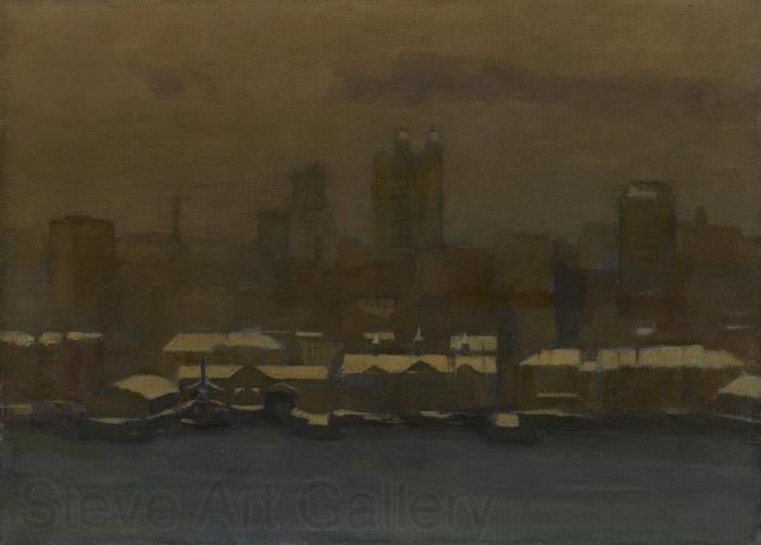 unknow artist River Front, New York, in Winter Norge oil painting art